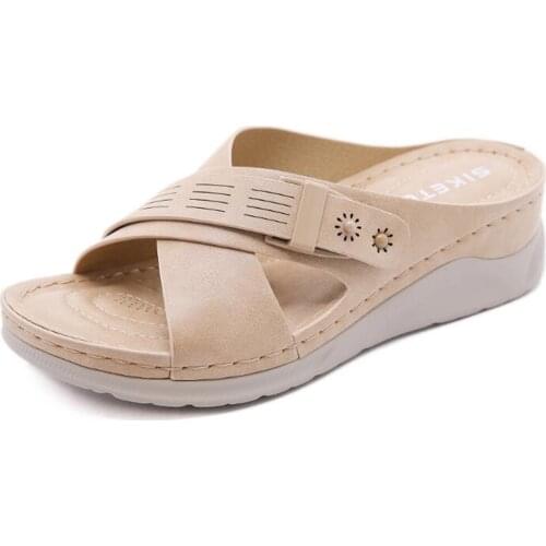 Ladies Slippers Summer Women Shoes Slip-On Wedges Casual Beach Shoes Open Toe Breathable Sandals Flat Slides Outdoor Shoes qq128