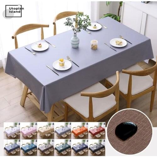 Anti-stain Tablecloth Waterproof Table Cloth Gray Table Cover Plain Table Cloth Set PVC Tablecloth Oilcloth For Table Kitchen
