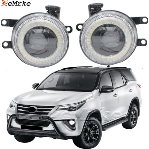 2in1 LED Angel Eye Daytime Running Lights DRL + Cut-Line Lens Fog Lights for Toyota Fortuner AN160 2015 '16 2017 2018 2019 SW4