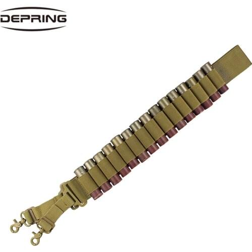 Tactical 2-Point 15 Shells Shotgun Sling Shotshell Holder Ammo Pouch Holder Carrier Nylon Bandolier for 12 GA Bungee Gun Strap