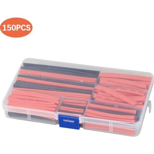 New 150PCS Assortment Ratio 2:1 Polyolefin Heat Shrink Tubing Tube Sleeving Electrical Shrinkable Wrap Wire Kits Cable