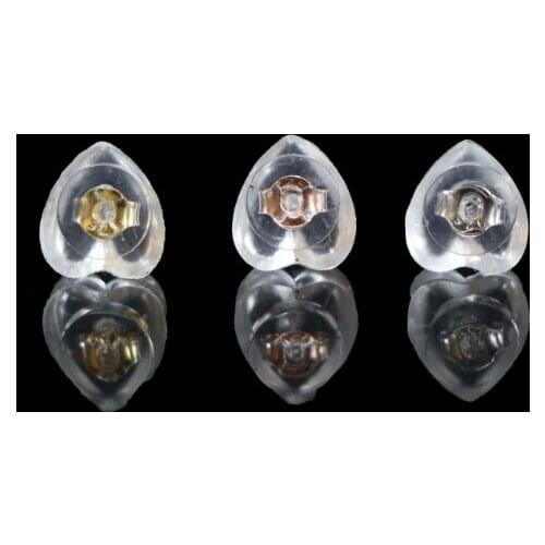 TS-004 Wholesale 50 Pair 925 Silver plated Earring Making Findings Heart Shaped Earplugs Silicone Fashion DIY Earring Findings