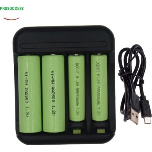 4 way Smart USB Battery Charger for Rechargeable 1.2V AA AAA Size NiMh NiCd Batteries NI-MH NI-CD battery charger LED display