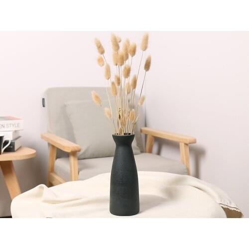 Japanese Nordic Simple White Black Matte Handmade Ceramic Vase Zen Stoneware Vase Flower Arrangement Decorative Ornament
