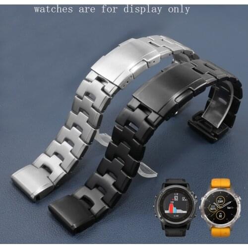 Replace Strap For Garmin Fenix5/5XPlus/Fenix6Xpro/3/HR Stainless Steel Watchband 22 26mm Silver Black Quick Release Watch Chain