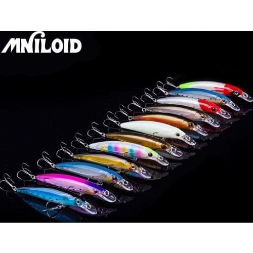 MNILOID 12pcs/lot Fishing Lures hard bait 110mm 14g 3D Eyes Sinking Minnow Fishing Lure Crankbait 8# hook depth 1.5-2m