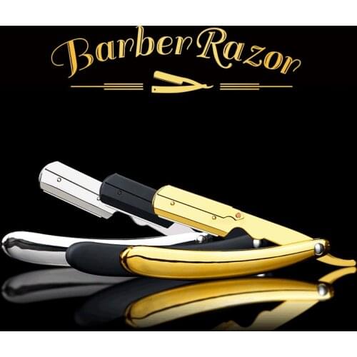 2021 Electroplate Folding Stainless Steel Manual Razor ABS Handle Barber Shaving Hair Trimming Knife Mens Gifts With Box G1228