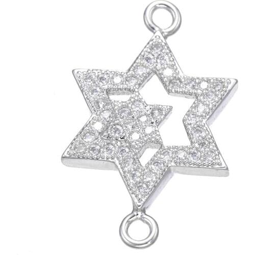 5pcs Supplies For Jewelry Zircon Star Charms For Bracelets Jewelry Making Diy Copper Micro Pave Connectors Bijoux Berloques