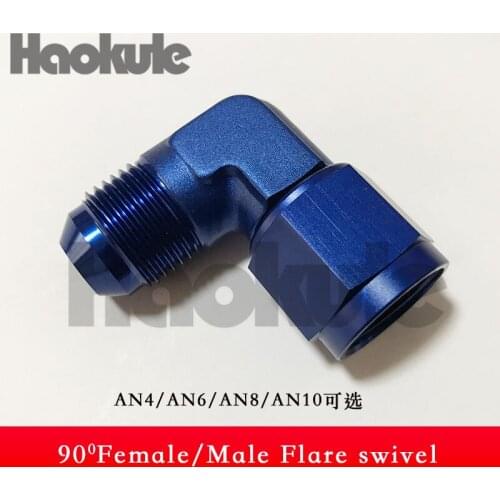 AN8-AN8 90DEGREE FEMALE TO MALE FLARE SWIVE ADAPTER FITTINGS BLUE