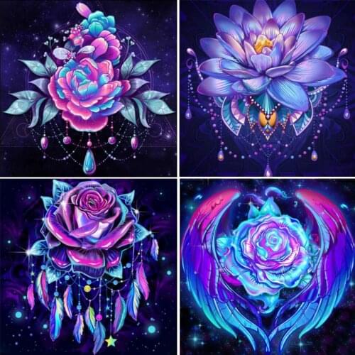 5D DIY Diamond Painting Flower Cross Stitch Kit Rhinestone Picture Full Diamond Embroidery Inlaid Mosaic Gift Home Decoration