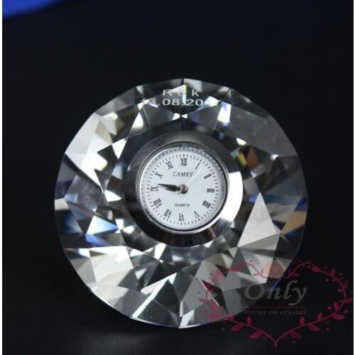 Free shipping 30 pcs/lot Customized Name and Date Engraving Brightly Crystal Diamond Clock as Diamond Anniversary Gifts Favor