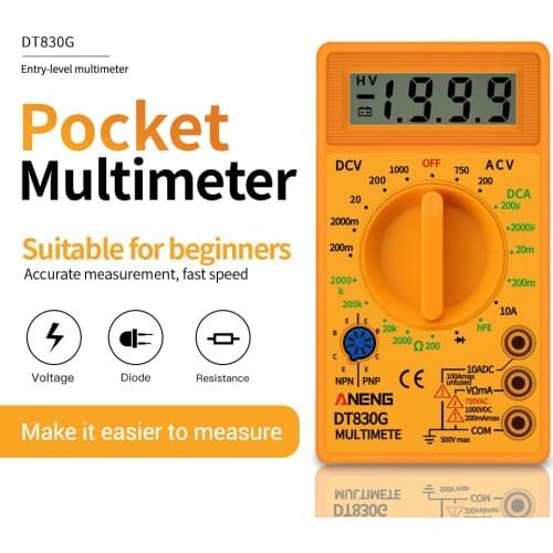 Digital Multimeter Voltmeter Ammeter Ohmmeter DC10V~1000V 10A AC 750V Current Tester Test LCD Display DT830B