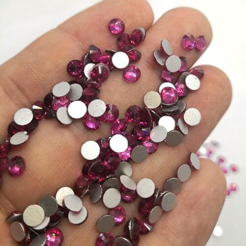 CTPA3bI Fuchsia Nail Art Rhinestones Glitter Flatback Adhesive Crystal Decoration DIY Non Hotfix Glass Beads For Garment