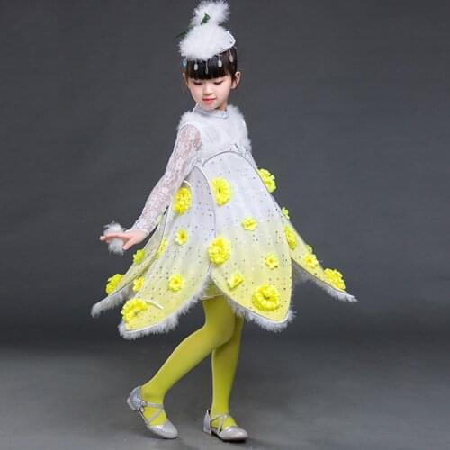 Childrens Modern Dance Skirt Dandelions Long Journey Performance Costume Kids Girls Dandelion Costume Dance Outfit Clothing