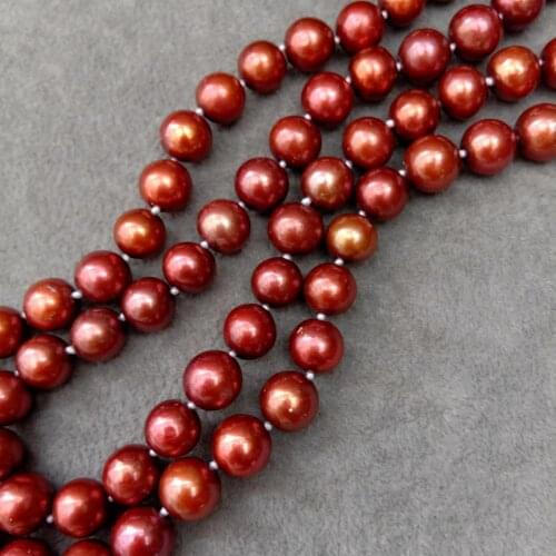 KKGEM 32" Natural Freshwater Cultured Brown Chocolate Color Potato Pearl 8-9mm Long Necklace