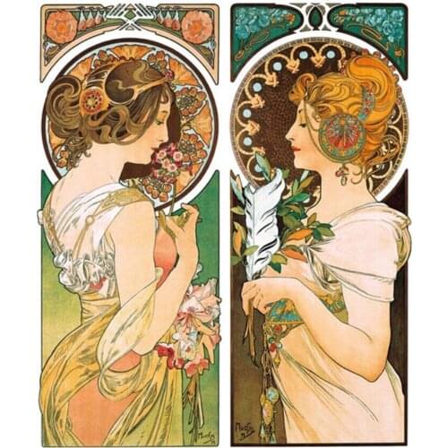 Eco-cotton Thread 11CT Stamped Print DIY Twin Sisters Handmade Cross Stitch Artwork Canvas Embroidery Kit Needlework Home Decor