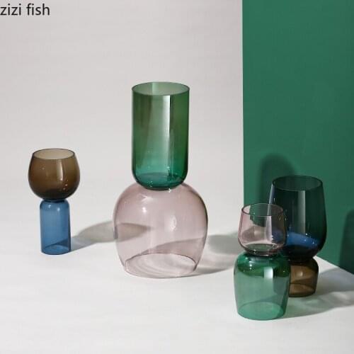 European Style Transparent Glass Vase Abstract Irregular Hydroponic Vase Flower Arrangement Dried Flower Living Room Decoration