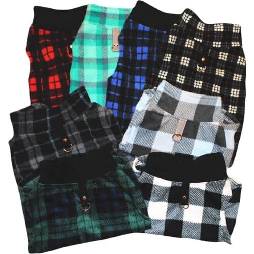 Fleece Dog Winter Clothes French Bulldog Coat Pug Costumes Jacket For Small Dogs Plaid Pet Clothes Warm Puppy Dogs Pets Clothing