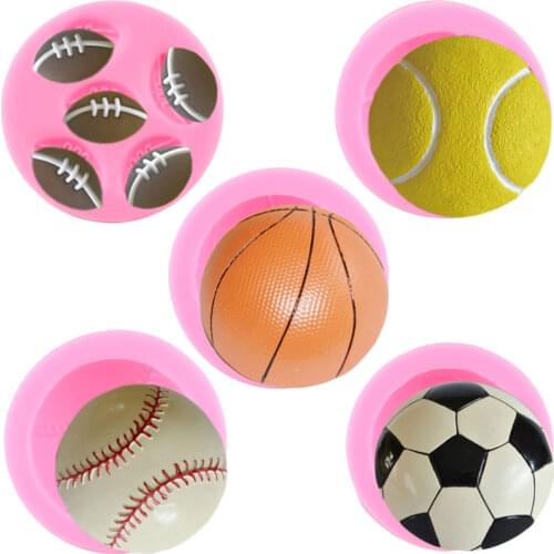Football Baseball Basketball Rugby Tennis Sport Ball Silicone Mold Candy Resin Chocolate Mould Fondant Cake Decorating Tools