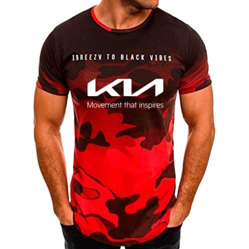 Mens T-shirt New KIA motors Car Logo Tshirt Summer casual short sleeve Camouflage Cotton Fashion HipHop Harajuku Mens tops