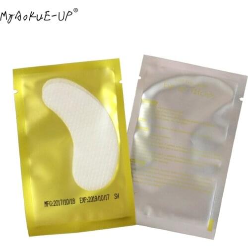 100 Pairs/lot Grid Style Under Gel Eye Pads Golden Packing Eyelashes Paper Patches Eyelash Extension Makeup Tools