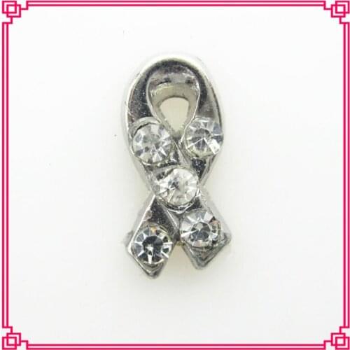 Hot Selling 20pcs crystal cancer silk ribbon Floating Charms Living Glass Memory Floating Locket Pendant Charm DIY Jewelry