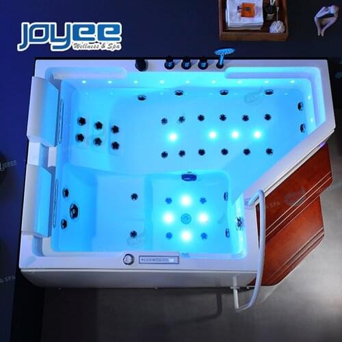 JOYEE 2021 New Acrylic Couple Hydro Jet Whirlpool Bubble Spa Hot Tub Indoor Jacuzzi with Steps in Bathtub