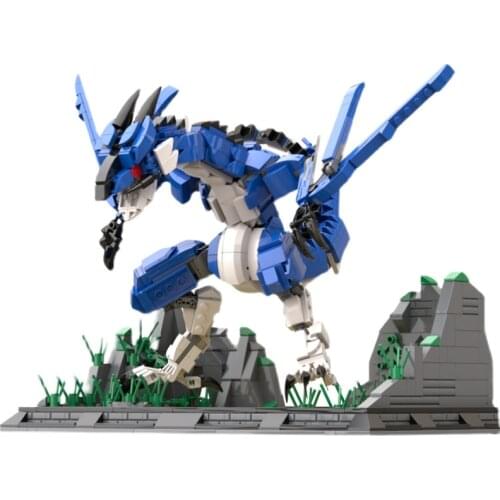 DIY MOC Works Assembling Toy Animal Series Two-legged Flying Dragon Scene Building Blocks Toys for Children Gifts