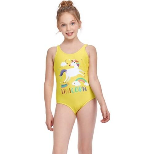 2021 Little Girls' Unicorn Swimwear One Piece Swimsuit Childrens Swimwear Unicorn Kids Beach Sport Bathing Suit