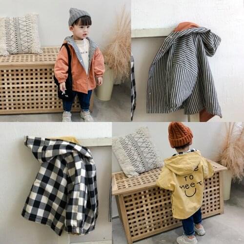 Boys Jacket 2019 Spring Autumn Jacket for Girls 2 Side Wear Coat Kids Outerwear Coat for Girls Windbreaker Children Clothes