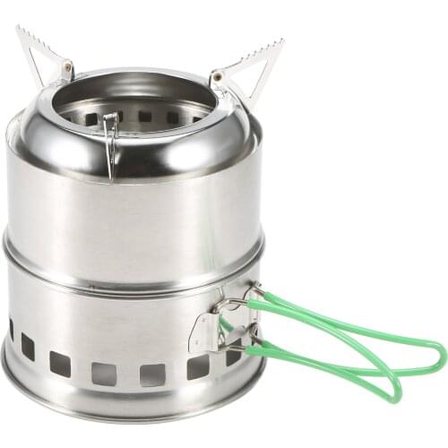 Lixada Folding Stainless Steel Camping Stove Portable Outdoor Wood Burning Stove with Foldable Handles and Alcohol Tray Camping