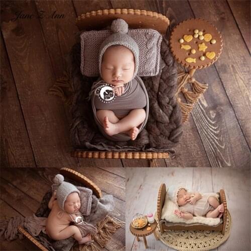 Jane Z Ann Cute Cookie Theme Newborn Photo Small Bed Tea Table Bedside Table Cookie Plate Combination Photography Prop
