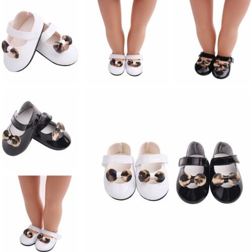 7cm Fashion Leopard Bow Doll Shoes For 43cm Born Baby Doll Shoes Sneakers Fit For 18 inch Doll Shoes Toy Boots Doll Accessories