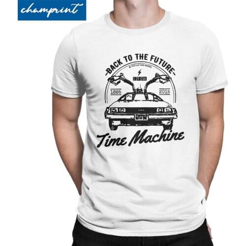 Back To The Future Time Machine Retro Logo T Shirts Men Casual T-Shirt Round Neck BTTF Tee Shirt Short Sleeve Clothing Graphic