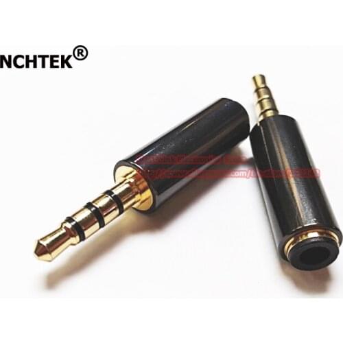 NCHTEK Golden Plated 4 Poles 3.5MM Male to 3.5MM Femlae Plug Audio Adapter Connector/Free Shipping/10PCS