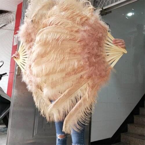 New listing! high quality Big ostrich feather fan decorates Halloween party for belly dancers DIY 12 feather fan bars