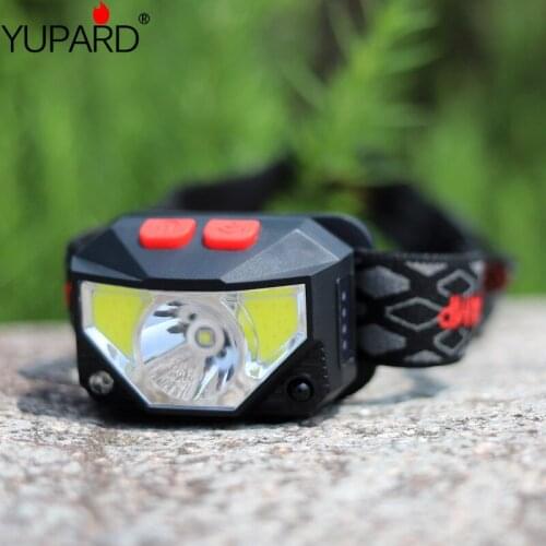 New LED infrared sensor red light mini USB charging headlight built-in battery multifunctional light COB headlight