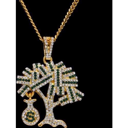 AITIEI Cash Cow Pendant Baguette Stone Charm Cubic With Box Chain Statement Necklace Men Women Hip Hop Jewelry DollarsTree Gift