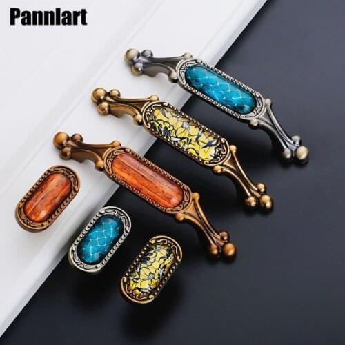 Pannlart 1 Pc Vintage Classical Crystal Cabinet Handles Zinc Alloy Drawer Knobs Wood Grain Cupboard Wardrobe Door Handle Pull