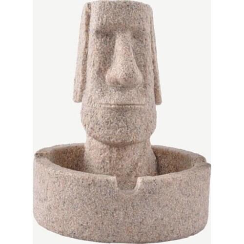 Resin ashtray Stone Easter Island Moai Statuettes Imitation sandstone Home Office Decor Creative Smoking Accessories Men Gift