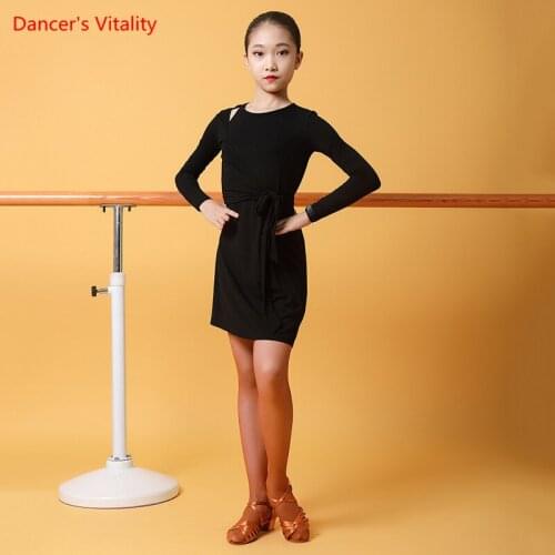 Latin Dance Dress Modal Long Skirt Round Neck Practice Clothes Girls Elegant profession Competition Training Clothing