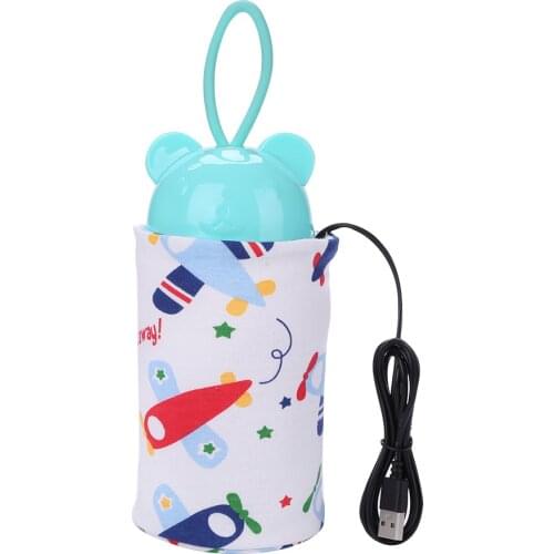 Portable Baby Bottle Warmer Heater Cotton Printed Infant Feeding Milk Cup USB Bottle Storage Bag Warmer Baby Feeding Tools