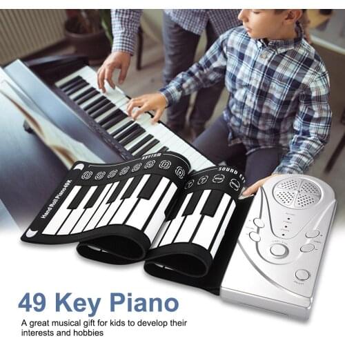 Portable 49 Keys Roll-Up Piano USB MIDI Keyboard MIDI Conctroller Hand Electronic Piano