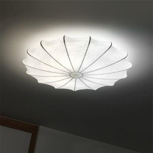 Japanese-style Imitation Silk Ceiling Lamp Nordic Living Room Modern Minimalist Bedroom Lamp Personality Art Round Ceiling Lamp