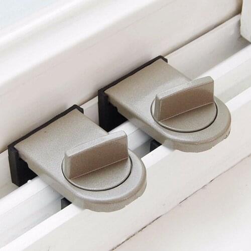 Adjustable Window Sash Lock Safety Lock for Children Sliding Door Auxiliary Lock with Rubber Covered