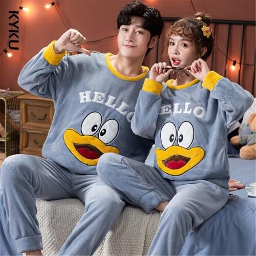 Christmas Winter Warm Flannel Pajama Sets for Men Women Couple Sleepwear Suit Loungewear Homewear Loungewear Plus Size