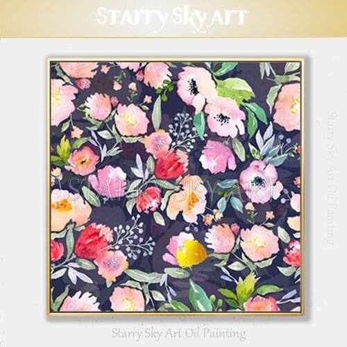 Hand-painted High Quality Modern Flowers Oil Painting on Canvas Beautiful Abstract Flower Painting for Living Room Decoration