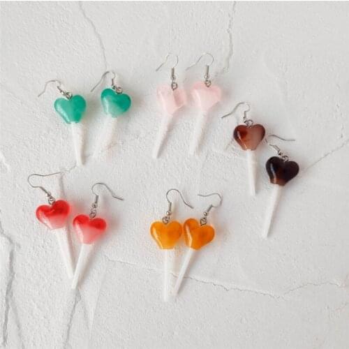 Lollipop Crafts Glitter Candy Shaped Pendant Earrings For Women Girls Fashion Friendship Resin Dangle Ear Jewelry Party Gifts