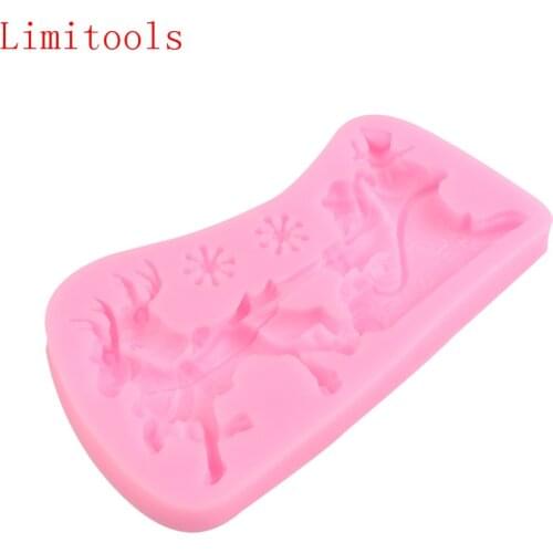 Silicone Cake Mold Christmas Santa Claus And Reindeer Fondant Mould Cake Decorating Tools Pastry DIY Fondant Molds