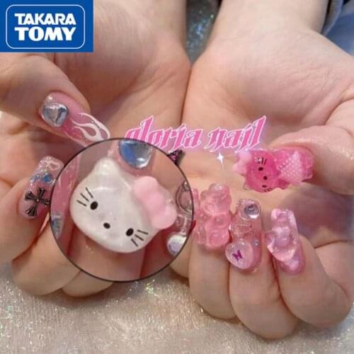TAKARA TOMY Lady Fashion Cute Cartoon hellokitty Nail Patch Small Jewelry Nail Decoration Nail Rhinestone